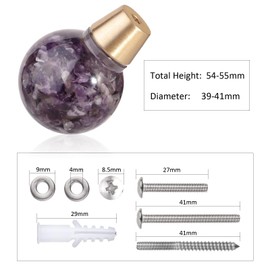 mookaitedecor Set of 2 Natural Amethyst Crystal Ball Drawer Knobs with Screws, Resin Round Ball Sphere Purple Healing Stone Knobs Handles Pulls for Cabinets Cupboard Kitchen Door Wardrobe Dresser