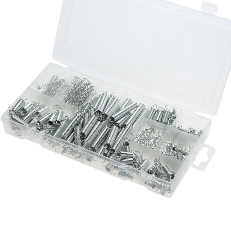 200 Piece Compression Springs Assortment Kit,Spring Assortment Set,Zinc Plated Compression