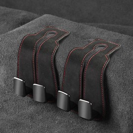 Car Seat Back Storage Hook, 1 Count PU Leather Concealed Hook, Multipurpose & Durable, Ideal Car Interior Accessories:_Black-2Pack