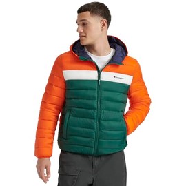 Champion Men's Performance Lightweight Puffer Jacket with Hood, Orange Combo