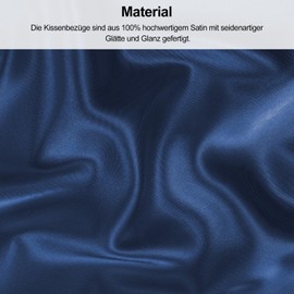 Lirex 2er Set Satin Kissenbezug 50x75cm, kissenbezüge, Weich wie Seiden Kissenbezug, Satin Kopfkissenbezug Kissenhülle für Haar und Haut kommt，Oeko-TEX Zertifiziert, Dunkelblau