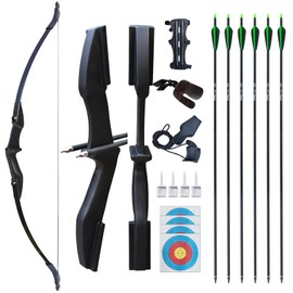 D&Q Archery Bow and Arrow Set for Adults Beginner Teenagers Youth, Takedown Recurve Bow 20lbs 30lbs 40lbs Left and Right Handed, Recurve Bow Set for Outdoor Target Practice (Black, 40lbs)