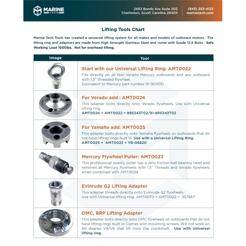 Marine Tech Verado Lifting Kit — Mercury Lifting Ring &