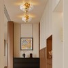 FTL Gold Semi Flush Mount Ceiling Light, Vintage Scalloped Transparent