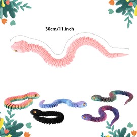 PetHomli 3Pcs 3D Printed Snake Animal Toys,11.8" Realistic Snakes Articulated Flexible Fidget Toys,3D Printed Scary Snake Animal Figure Toy for Home,Officec,Desk Decor