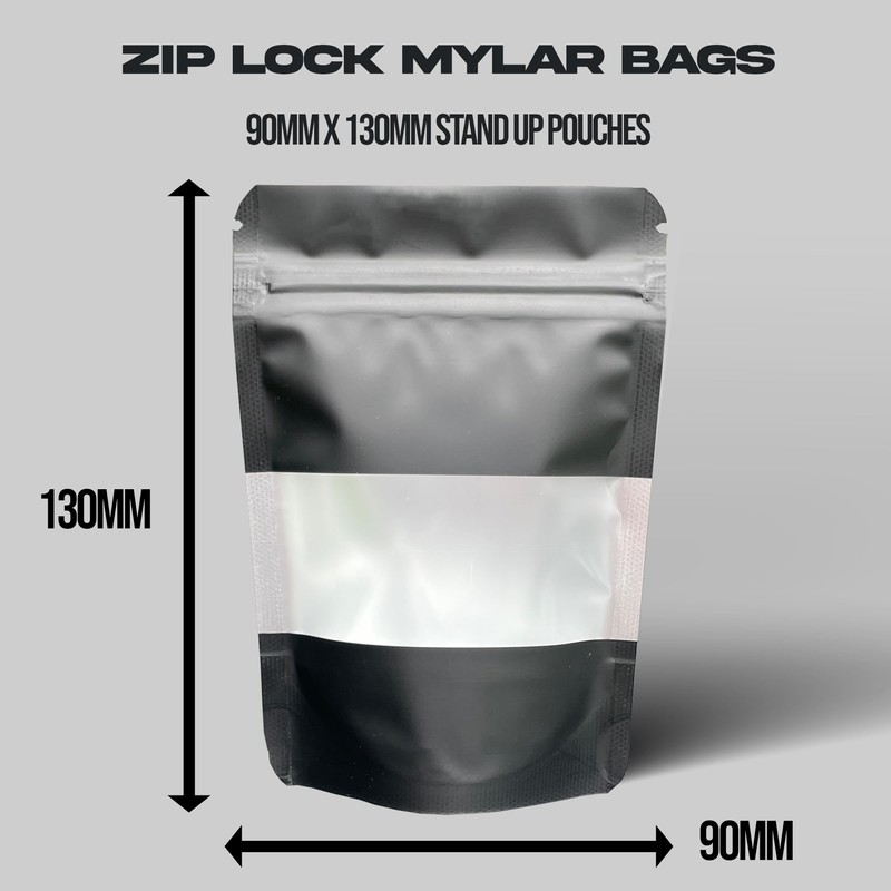 Black mylar bags 3.5g smell proof packaging 9CM x 13CM