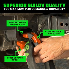 Rhino USA Super D Ring Shackles (2-Pack) - 70,548lb Break Strength – Heavy Duty 3/4" Clevis Shackle with 7/8 Pin for Towing & Off-Road Use - Pairs with Tow Strap for Vehicle Recovery (Orange)