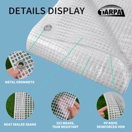 TARPAL 3'x3'（2pack） Clear White Tarp Heavy Duty Waterproof 12mil with Grommets or Zip Ties for Small Greenhouse for Outdoors Garden,Farm,Chicken Coops