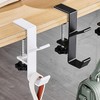Mijradge Desk Mount Bag Holder Hook Clamp, 2-Pack, White+Black, Aluminium,