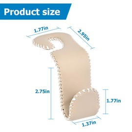 Zpana Car Headrest Hooks, 2PCS Leather U-Shaped Vehicle Purse Storage Hanging Holder for Purses Bags Coats, Automotive Seat Back Storage Organizer Hanger Accessories, Universal Fit (Beige)