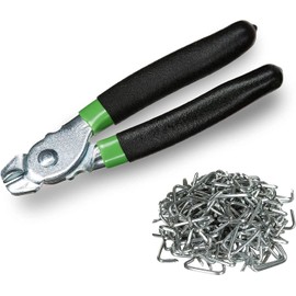 Hog Ring Pliers Kit 200 pc 3/4" Galvanized Hog Rings with 1 Hog Ring Pliers, Hog Rings and Pliers, Hog Ring Pliers for Fencing, Automotive Upholstery Hog Rings and Pliers Upholstery Installation Kit