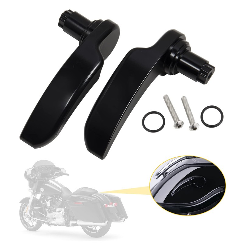 ANONEMOTO Black Saddlebag Latches Kit, Saddlebag Lifters Compatible for Harley