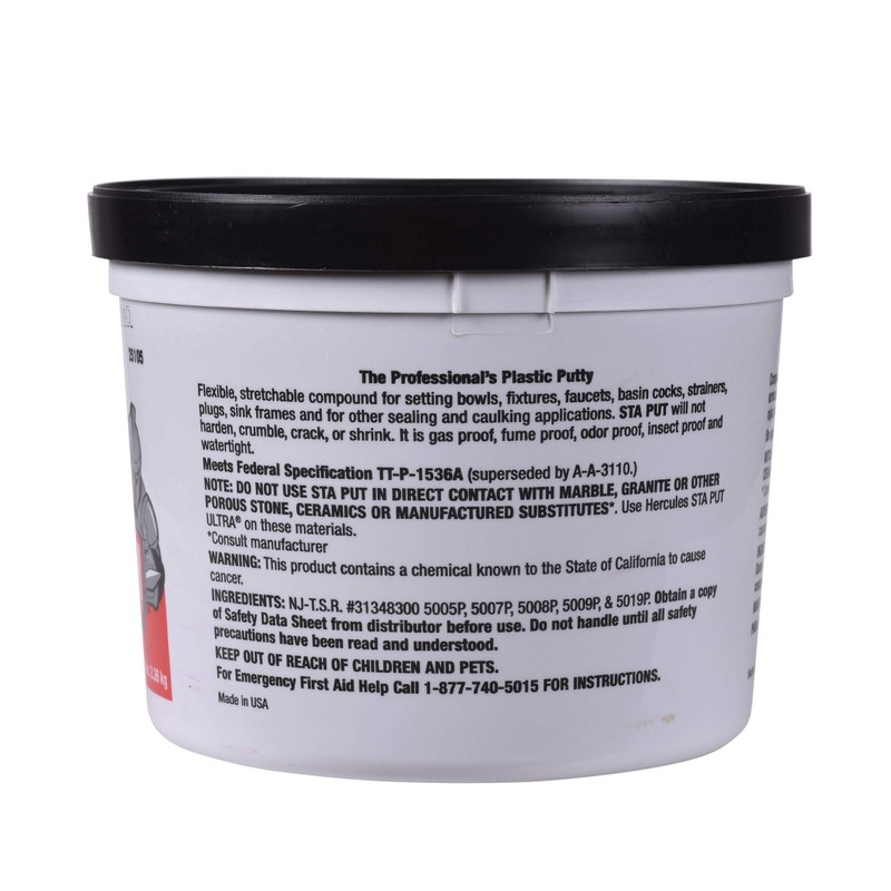 Hercules 25105 Superior Grade Sta-Put Plumber's Putty for Caulking and