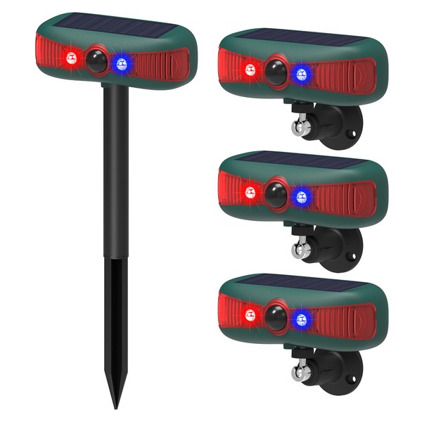 QXMH Solar Outdoor Motion Sensor Alarm Detector: LED Strobe Infrared