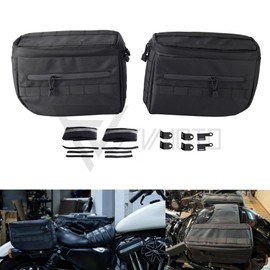 FVMOTO Universal Motorcycle Saddlebags Saddle Bags Luggage Bags Travel Knight Rider Storage Bag Fit For Harley Softail Dyna Super Glide Sportster FXR, 14.5L(3.8 Gallon)