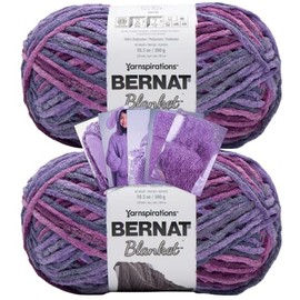 Bernat Blanket Yarn - Big Ball (10.5 oz) - 2 Pack with Pattern Cards in Color (Purple Sunset)