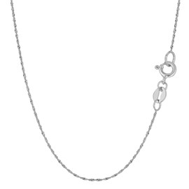 10k White Gold Singapore Chain Necklace, 0.8mm, 16"