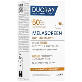 DUCRAY, Melascreen Control 365 Fluido Protector Antimanchas FPS 50 con Color, Protección Solar Facial de Muy Amplio