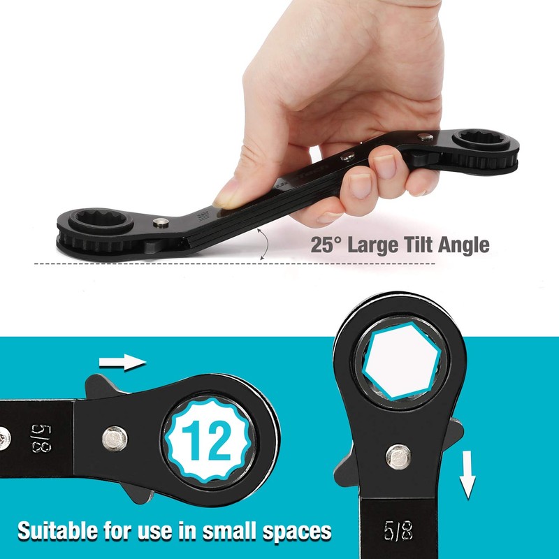 DURATECH 10-Piece Reversible Ratcheting Wrench Set, Offset Double Box End