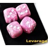 Levarage 0038 4 Dice Pink Marble Cherry Pink 1/4" Square