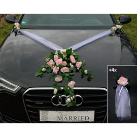 Autoschmuck Lace Rose Bouquet Car Decoration for Newly Weds Wedding Just Married