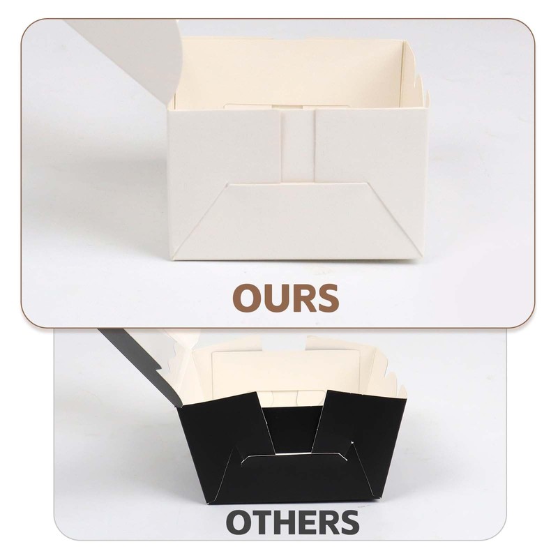OUGEBOX 50 Pcs 4x4x2.5 Inch Bakery Boxes with Window, White