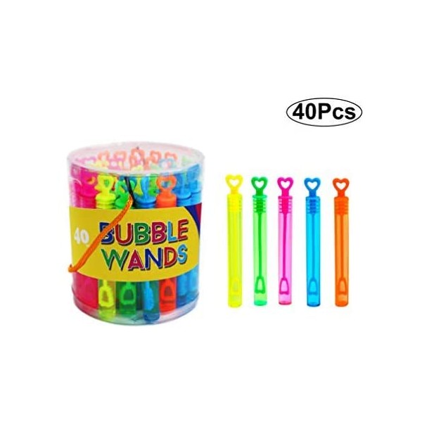 SKKSTATIONERY 40 Pcs Bubble Wands, Assortment Neon, Party Favors, Summer Gifts, Fun Bubbles for Christmas Halloween.