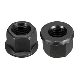 QUARKZMAN M14 Flange Hex Lock Nuts Grade 10.9 Carbon Steel Black Oxidized Hexagonal Flange Nut for Machines Pack of 2
