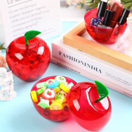 Tanlade Plastic Apple Container Valentine Apple Container Teacher Gifts Bulk Back to School Candy Holder Snow Party Apple Decorations for Valentine Wedding Christmas Party Favor(24 Pcs, Apple)
