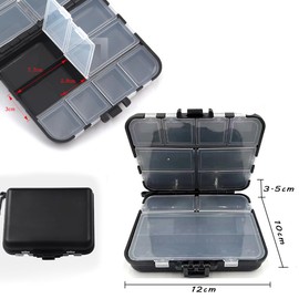 Fishing Lure Box, Double Layer Tackle Box Fishing, Fall Protection Made of Plastic Material, Anti-Lost, Double-Sided Bait Box, Wear-Resistant, Quick Storage for Fishing (Black, 2 Pieces)