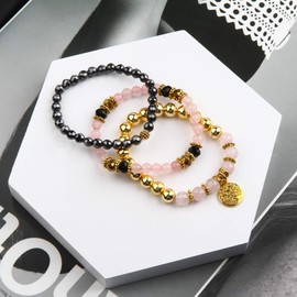 Tree of Life Turquoise Jasper & Tibetan Agate Gemstone Chakra Beaded Bracelet | Beach Charm Bracelet Set - Ocean Jewelry……, 10 inch, Stone