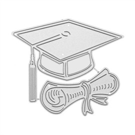 Silver Graduation Hat Cutting Dies Bachelor Cap Metal Die Cuts Graduation Theme Background Embossing Mold for DIY Crafts Scrapbook Album Paper Card Making, Die-Cutting and Embossing, Die-Cuts