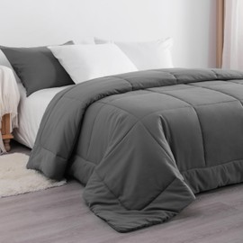organictune Quilted Comforter Queen Size - Down Alternative Comforter Duvet Insert, All Season Duvet, Machine Washable, Gifts for Women/Men, Dark Grey
