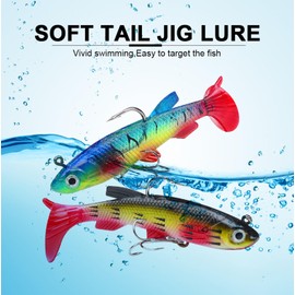 VolksRose 5-Colour 3D Lifelike Bionic Fishing Lure Set - Powerful Perch/Squid/Snake Head Catcher with Laser Jig Head (7.5 cm/13.5 g), Salt & Freshwater Fishing Accessories