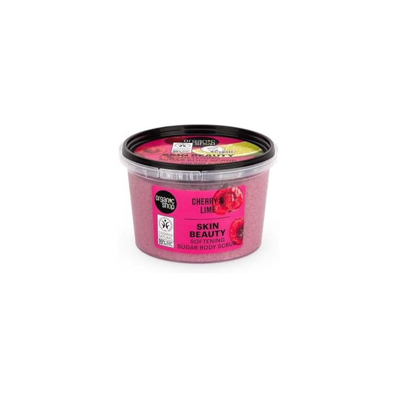 Organic Shop, Exfoliante Corporal Orgánico y Suavizante de Cereza, Lima