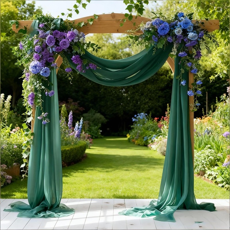 Loopiske 2 Panels Emerald Green Wedding Glitter Arch Draping Fabric
