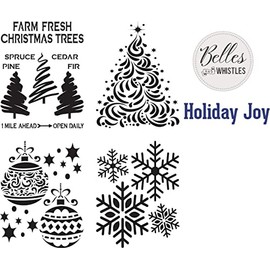 Dixie Belle Stencil | Holiday Joy | 16” x 20” Reusable Painting Stencil for Crafts, Furniture, Projects | Stencil for Painting on Wood, Plastic, Furniture, Canvas