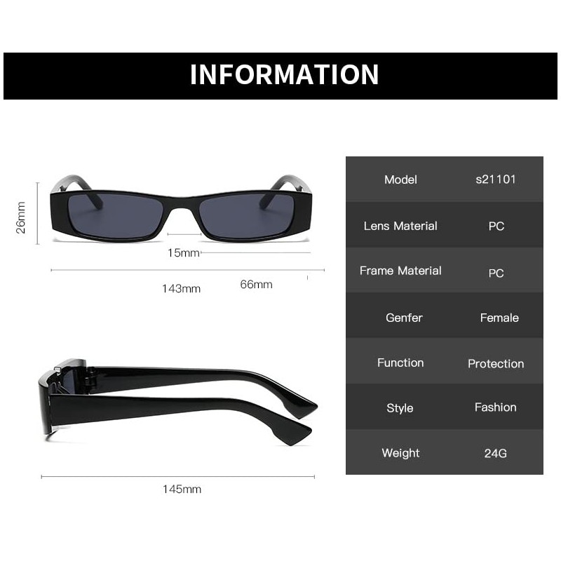 JBINNG Men Women Retro Small Frame Sunglasses Trendy Rectangular Sunglasses