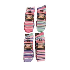 HAJRA® 3 Pairs Pack – Women’s Warm Winter Thermal Socks – Soft, Cozy, Design Comfort- Outdoor Activities, Daily Wear-Breathable, (UK, Numeric, 4, 7, Regular, Regular, Assorted (Stripe Line) 3 Pairs)