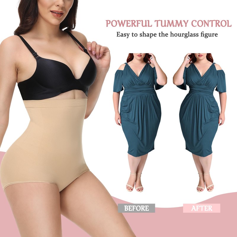 Reamphy High Waisted Shapewear for Women Tummy Control Underwear Seamless