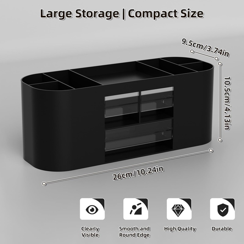 Marbrasse Desk Organiser with 3 Drawers,Multi-Functional Pen Holder,Desk Tidy and