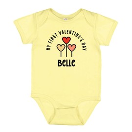 TATY Kids My First Valentine's Day Belle Baby Infant One Piece Bodysuit 12 Months Banana
