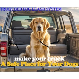 Dog Truck Bed Leash Tether Tie Down System for Two or One Dogs, Canine Leash Restraints for Car Outdoor Bed, Pet Bed Harness Barrier for Pickup, Car Backseat, Trucks