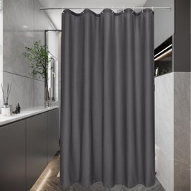 EurCross Shower Curtain 120 x 200 cm, Bathroom, for Bath, Waterproof, Anti-Mould, Opaque Textile Fabric Bath Curtain, Washable, Dark Grey Shower Curtain with 8 Rings