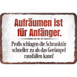 Tin Sign Funny Saying "Auffräuen ist für AnFÄNGER." Decorative Hanging Sign Door Sign House Entrance Metal Sign Funny Gift for Birthday or Christmas 18 x 12 cm