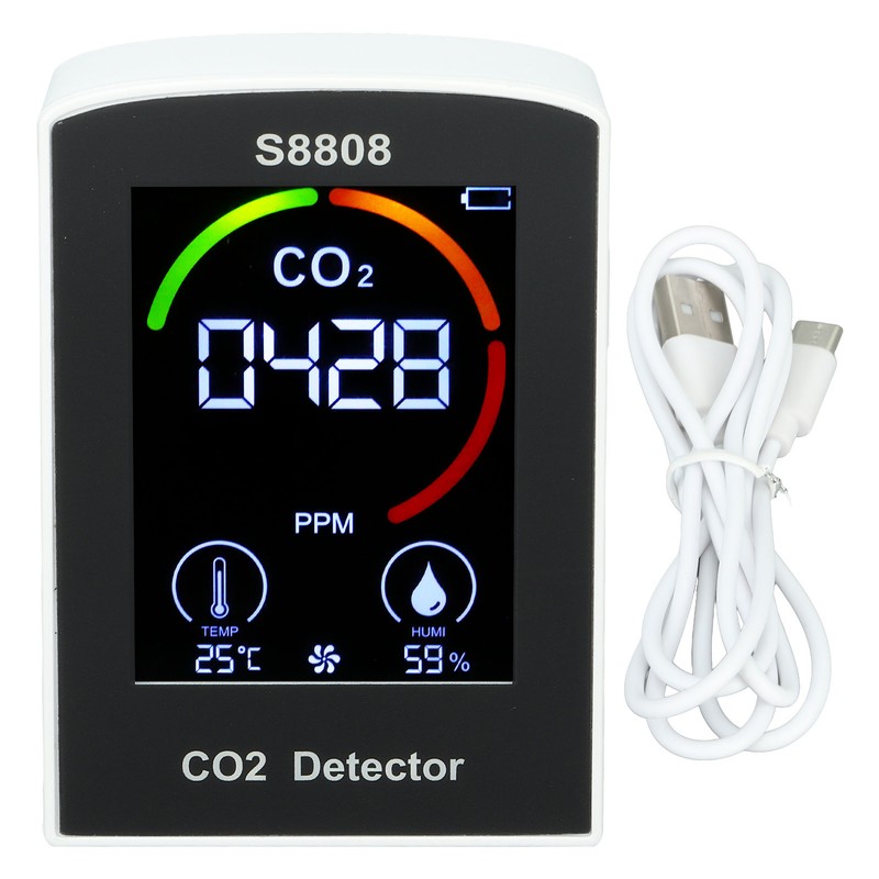 CO2 Detector with Display Screen ABS Battery USB Charging Multi