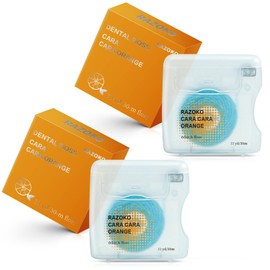 RAZOKO Coconut Oil Infused Woven Dental Floss, Vegan and Cruelty-Free, Orange Scent, 4 Month Supply (33 Yds x 2 Units)
