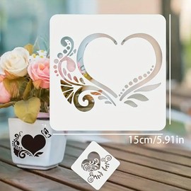 4pcs Heart-Themed Patterns Wall Stencils Template Reusable Spray PaintStencils for Craft Painting On Wood Craft Canvas Walls Wood Furniture Decorations DIY Scrapbooking