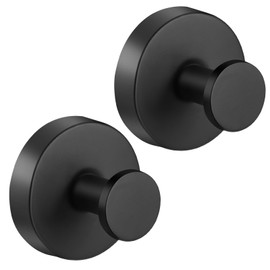 flintronic Pack of 2 Black Wall Hooks, Suction Cups, Suction Cups, Towel Hooks, Bathrobe Hooks, No Drilling, Extra Strong Bathroom Hooks, Stainless Steel Waterproof Suction Holder, Towel Hook