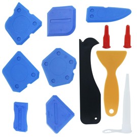 Waziaqoc 12 PCS Caulking Tool, Sealant Finishing Grout Tools Kit, Hand Caulk Removal Tool, Caulk Skirting Boards & Base Boards Replaceable Pads for Bathroom Kitchen Sealing